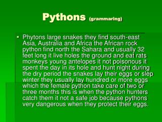 Pythons (grammaring)