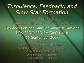 Turbulence, Feedback, and Slow Star Formation