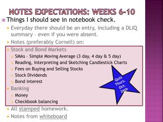 Notes Expectations: weeks 6-10