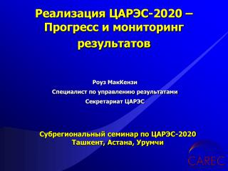 Реализация ЦАРЭС-2020 – Прогресс и мониторинг результатов