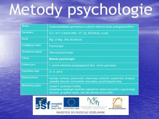 Metody psychologie