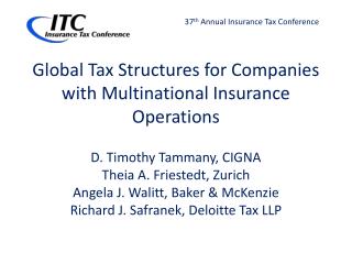 Global Tax Structures for Companies with Multinational Insurance Operations