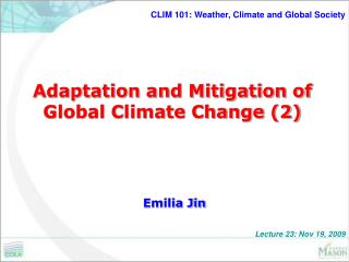 Adaptation and Mitigation of Global Climate Change (2)
