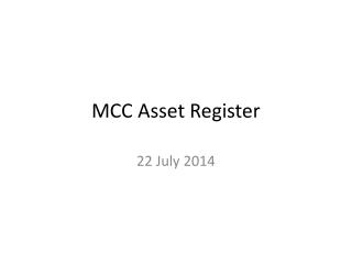 MCC Asset Register