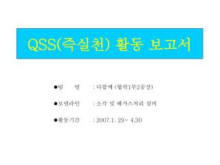 QSS( 즉실천 ) 활동 보고서