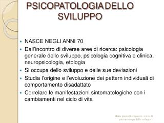 PSICOPATOLOGIA DELLO SVILUPPO