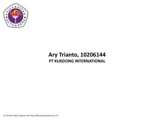 Ary Trianto, 10206144 PT KUKDONG INTERNATIONAL