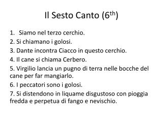 Il Sesto Canto (6 th )