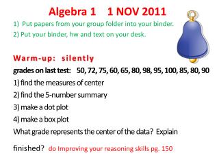 Algebra 1 1 NOV 2011