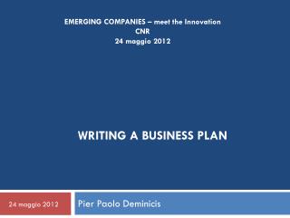 WRITING A BUSINESS PLAN