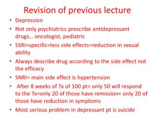 Revision of previous lecture