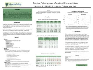 Cognitive Performance as a Function of Patterns of Sleep
