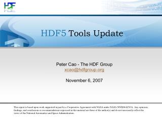HDF5 Tools Update