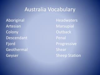 Australia Vocabulary