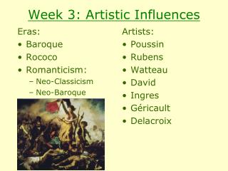 Week 3: Artistic Influences