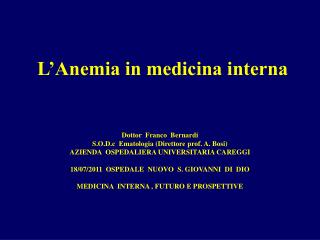 L’Anemia in medicina interna
