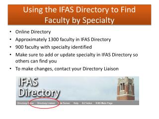 Using the IFAS Directory to Find Faculty by Specialty
