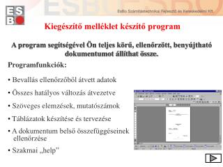 Kiegészítő melléklet készítő program