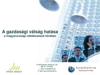 A gazdasági válság hatása a magyarországi vállalkozások körében