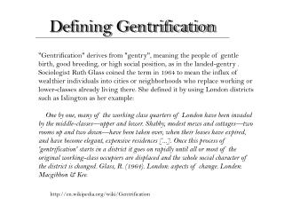 Defining Gentrification