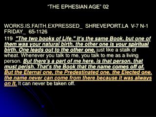“THE EPHESIAN AGE” 02