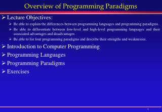 Overview of Programming Paradigms