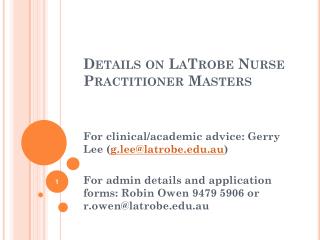Details on LaTrobe Nurse Practitioner Masters