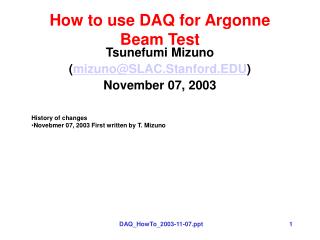 How to use DAQ for Argonne Beam Test