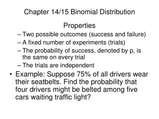 Chapter 14/15 Binomial Distribution