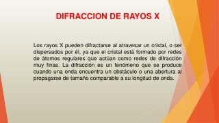 DIFRACCION DE RAYOS X
