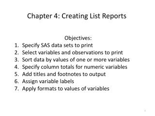 Chapter 4: Creating List Reports