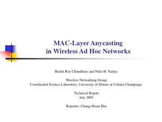 MAC-Layer Anycasting in Wireless Ad Hoc Networks