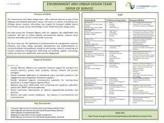ENVIRONMENT AND URBAN DESIGN TEAM OFFER OF SERVICE