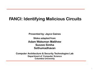 F ANCI : Identifying Malicious Ci r cuits