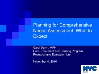 Planning for Comprehensive Needs Assessment: What to Expect