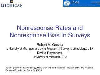 Nonresponse Rates and Nonresponse Bias In Surveys