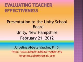 Evaluating Teacher Effectiveness