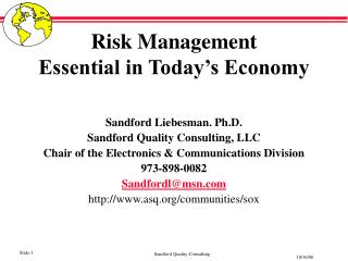 Risk Management Essential in Today’s Economy