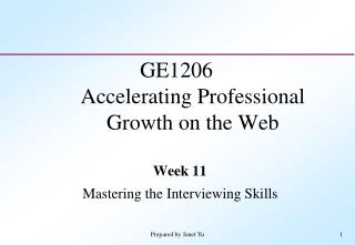 GE1206 Accelerating Professional Growth on the Web