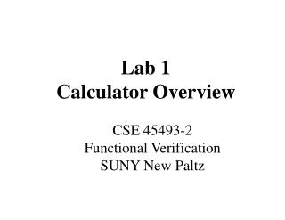 Lab 1 Calculator Overview