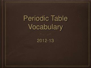 Periodic Table Vocabulary