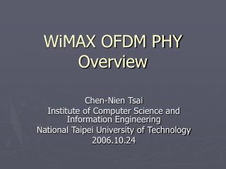 WiMAX OFDM PHY Overview