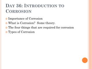 Day 36: Introduction to Corrosion