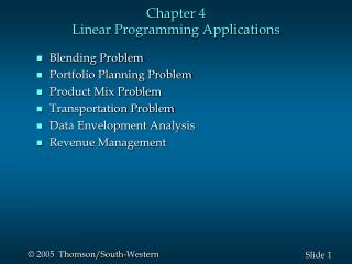 Chapter 4 Linear Programming Applications