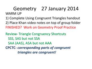 Geometry 27 January 2014