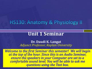 HS130: Anatomy &amp; Physiology II