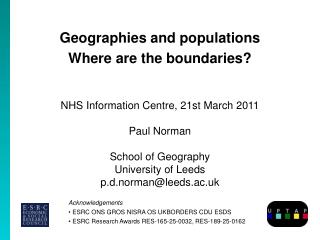 Geographies and populations Where are the boundaries?