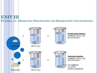 UNIT III Tutorial 11: Predicting Precipitates and Maximum Ion Concentration