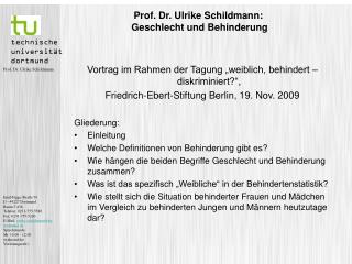 Prof. Dr. Ulrike Schildmann: Geschlecht und Behinderung