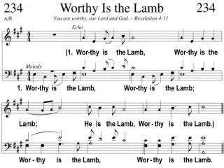 (1. Wor-thy is the Lamb, Wor-thy is the